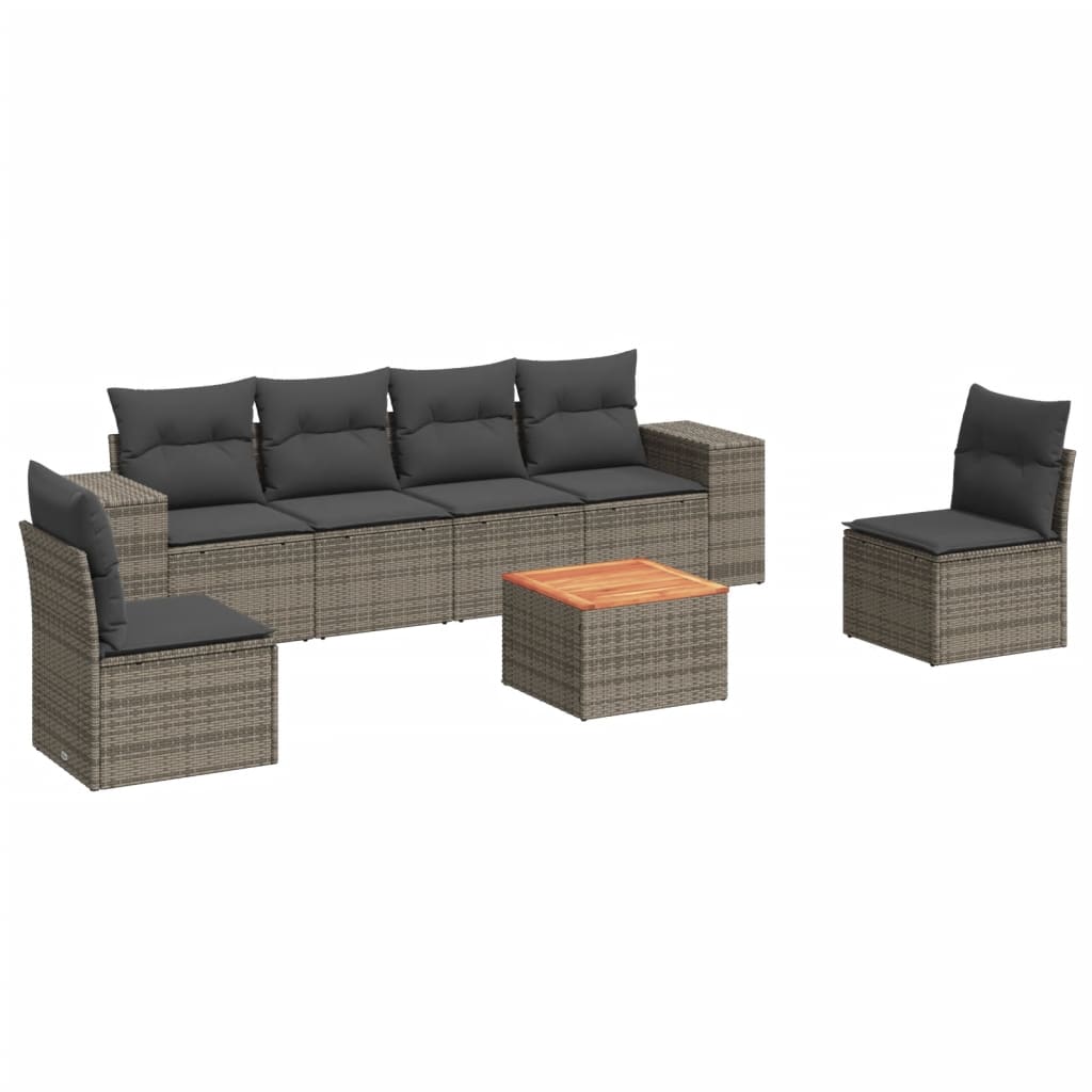 7-delige Loungeset met kussens poly rattan grijs is nu te koop bij PeponiXL, paradijselijk wonen!