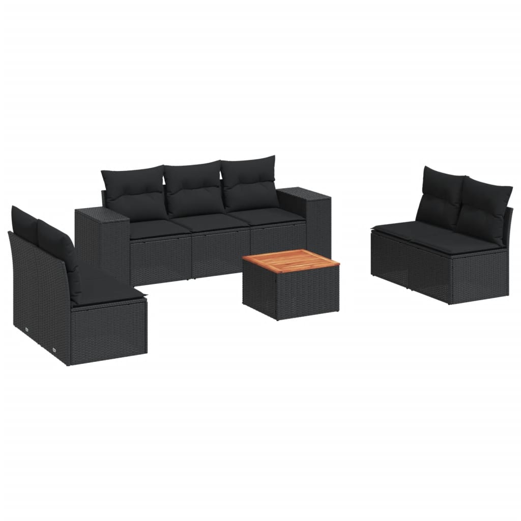 8-delige Loungeset met kussens poly rattan zwart is nu te koop bij PeponiXL, paradijselijk wonen!