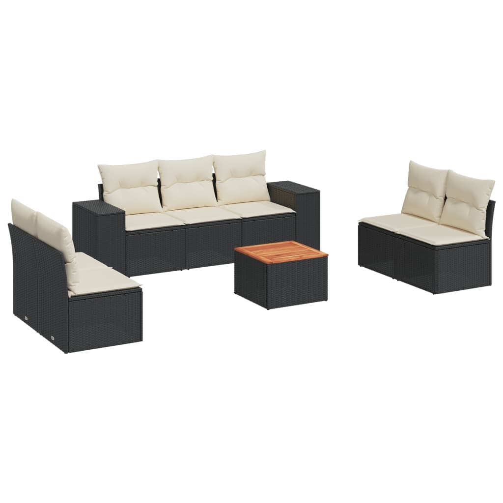 8-delige Loungeset met kussens poly rattan zwart is nu te koop bij PeponiXL, paradijselijk wonen!