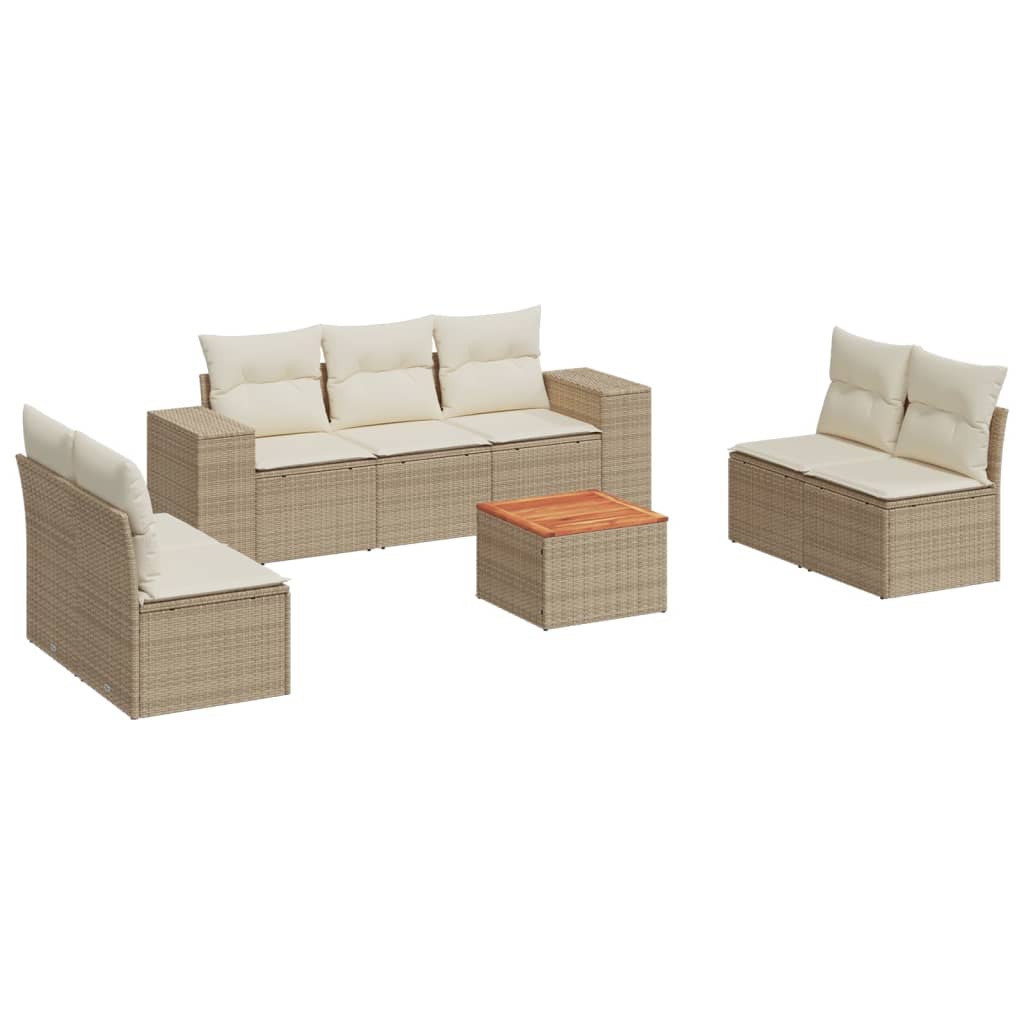 8-delige Loungeset met kussens poly rattan beige is nu te koop bij PeponiXL, paradijselijk wonen!