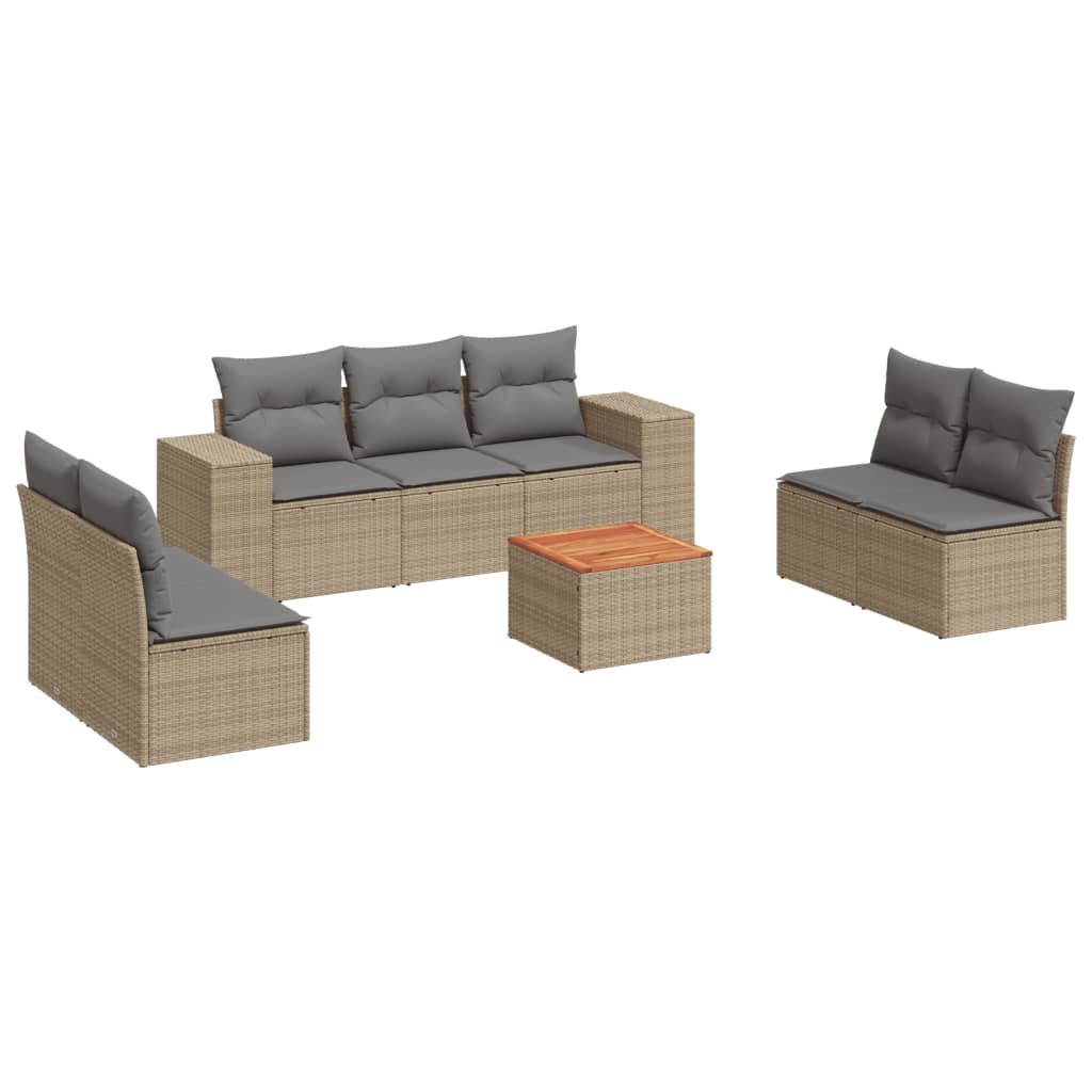 8-delige Loungeset met kussens poly rattan beige is nu te koop bij PeponiXL, paradijselijk wonen!