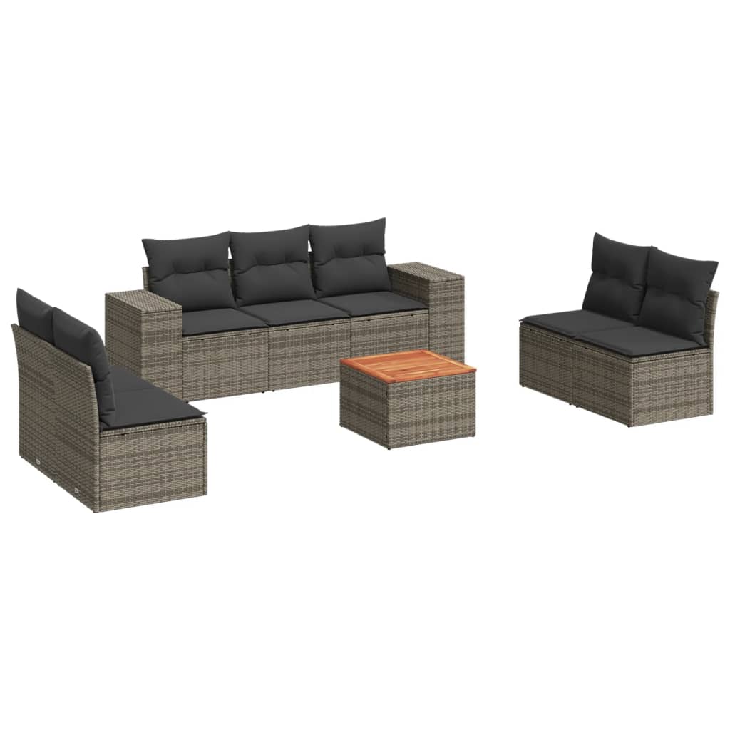8-delige Loungeset met kussens poly rattan grijs is nu te koop bij PeponiXL, paradijselijk wonen!