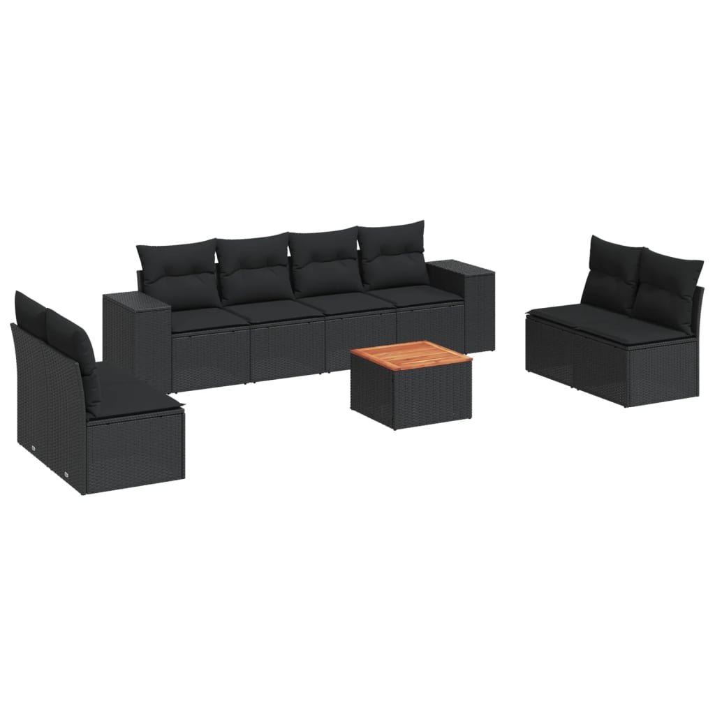 9-delige Loungeset met kussens poly rattan zwart is nu te koop bij PeponiXL, paradijselijk wonen!