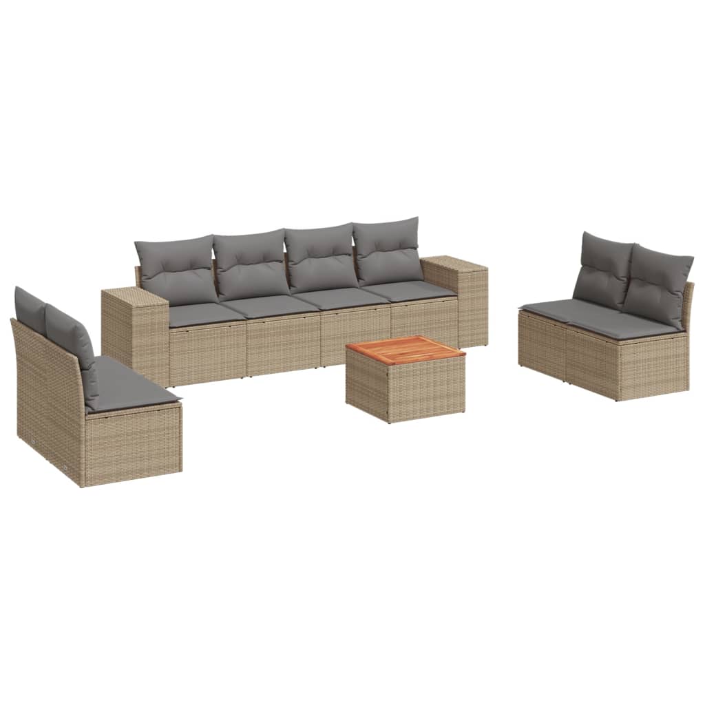 9-delige Loungeset met kussens poly rattan beige is nu te koop bij PeponiXL, paradijselijk wonen!