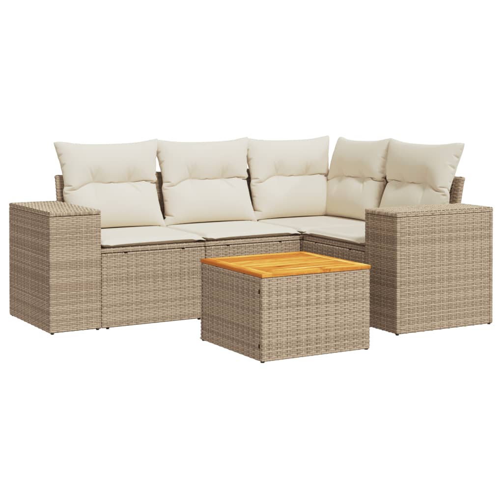 5-delige Loungeset met kussens poly rattan beige is nu te koop bij PeponiXL, paradijselijk wonen!