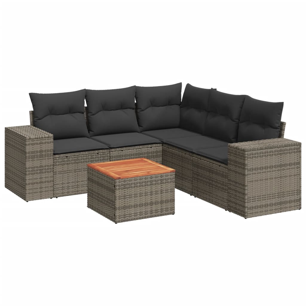 6-delige Loungeset met kussens poly rattan grijs is nu te koop bij PeponiXL, paradijselijk wonen!