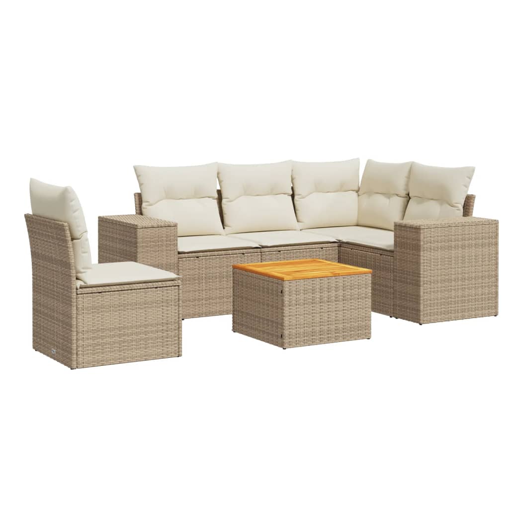6-delige Loungeset met kussens poly rattan beige is nu te koop bij PeponiXL, paradijselijk wonen!