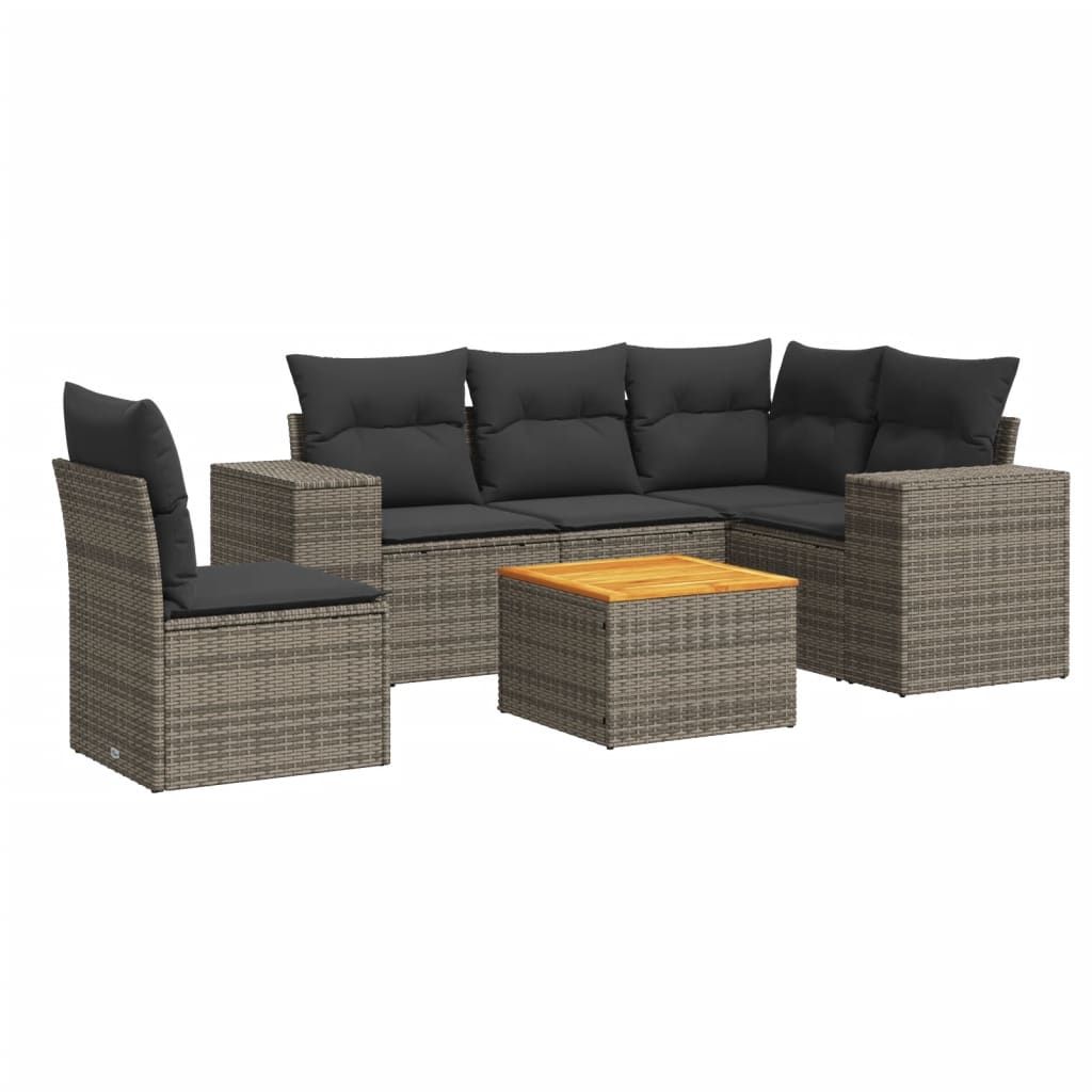 6-delige Loungeset met kussens poly rattan grijs is nu te koop bij PeponiXL, paradijselijk wonen!