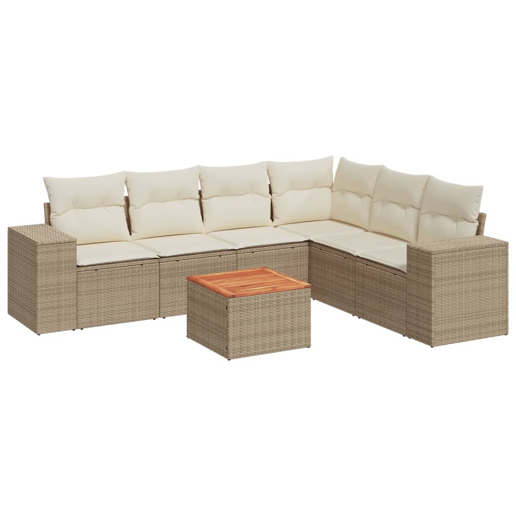 7-delige Loungeset met kussens poly rattan beige is nu te koop bij PeponiXL, paradijselijk wonen!