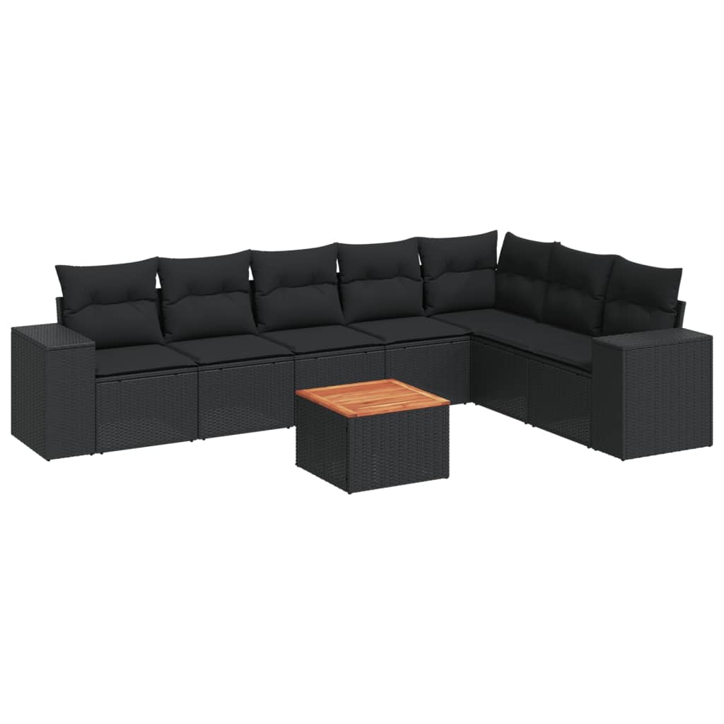 8-delige Loungeset met kussens poly rattan zwart is nu te koop bij PeponiXL, paradijselijk wonen!