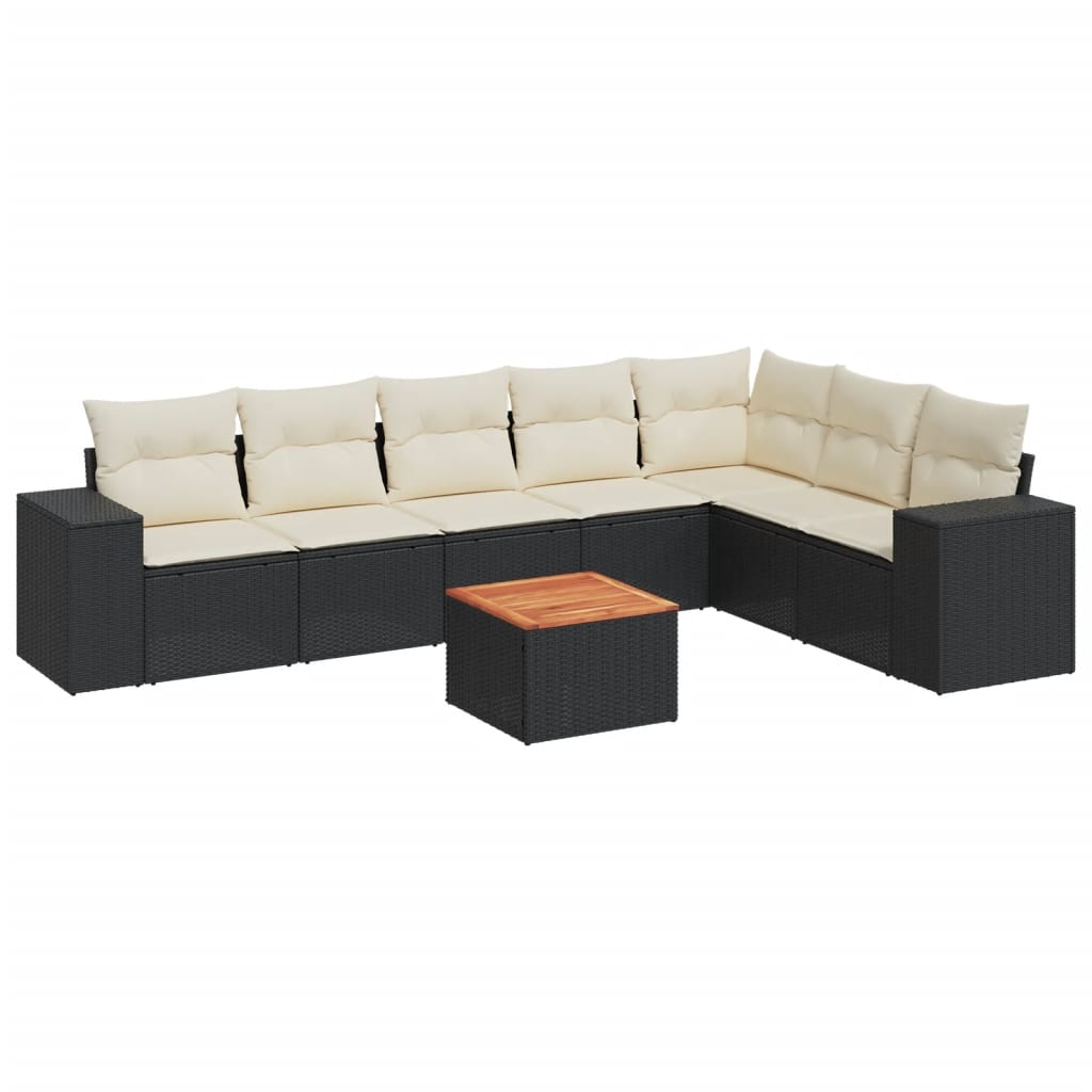 8-delige Loungeset met kussens poly rattan zwart is nu te koop bij PeponiXL, paradijselijk wonen!
