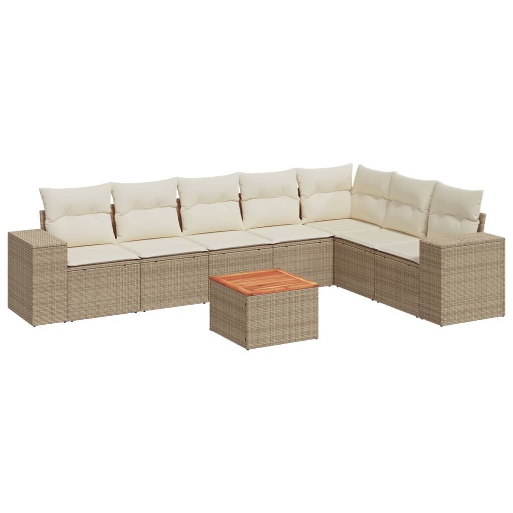 8-delige Loungeset met kussens poly rattan beige is nu te koop bij PeponiXL, paradijselijk wonen!