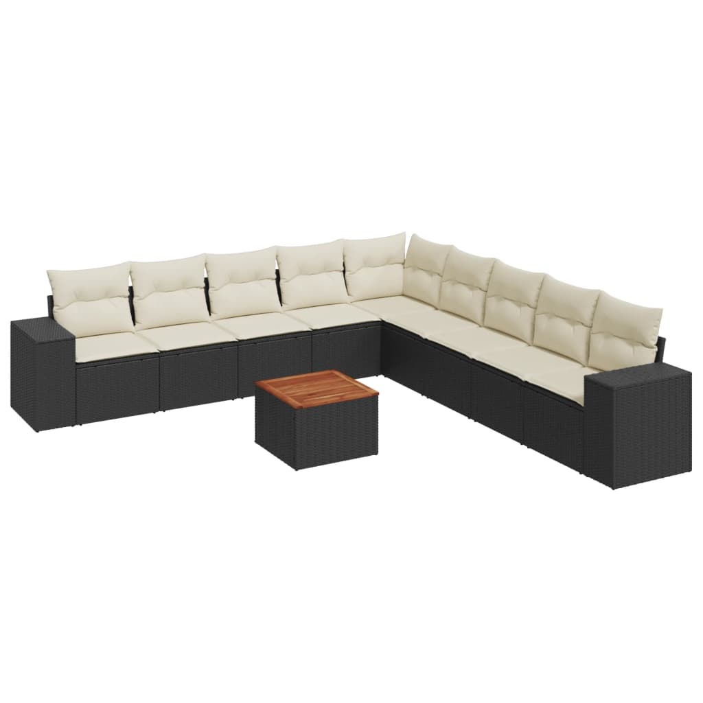 10-delige Loungeset met kussens poly rattan zwart is nu te koop bij PeponiXL, paradijselijk wonen!