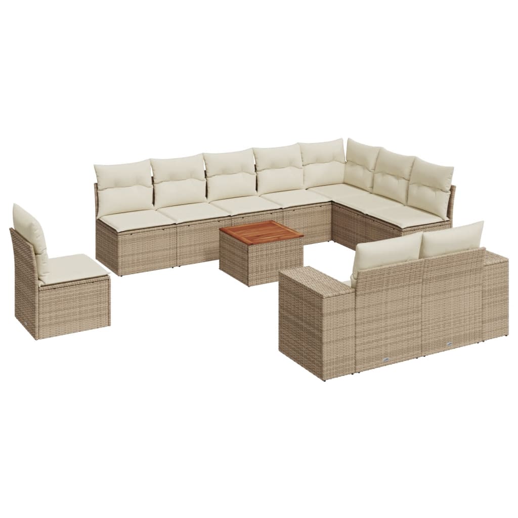 11-delige Tuinset met kussens poly rattan beige is nu te koop bij PeponiXL, paradijselijk wonen!