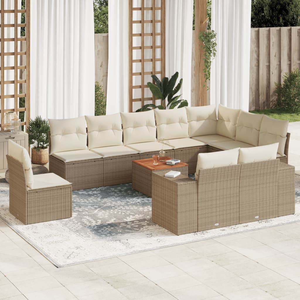 11-delige Tuinset met kussens poly rattan beige is nu te koop bij PeponiXL, paradijselijk wonen!