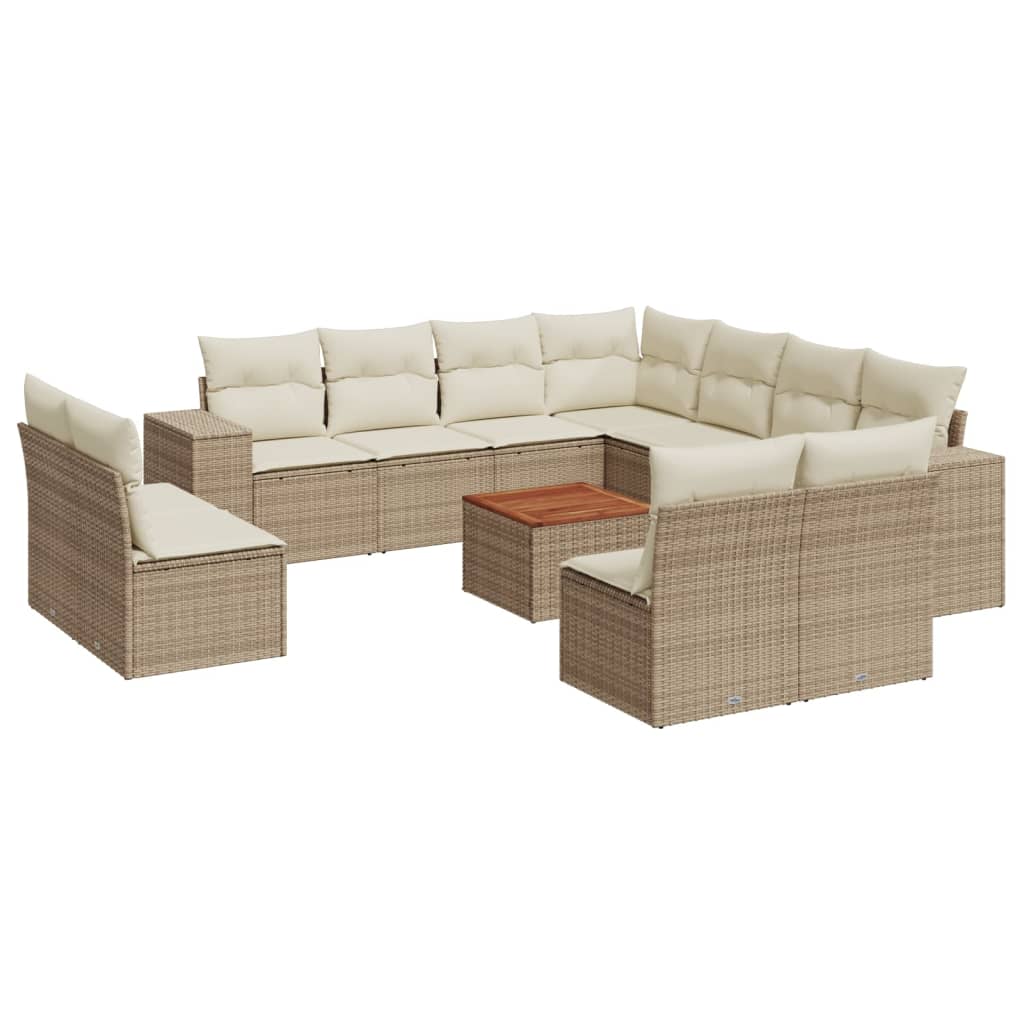 12-delige Loungeset met kussens poly rattan beige is nu te koop bij PeponiXL, paradijselijk wonen!