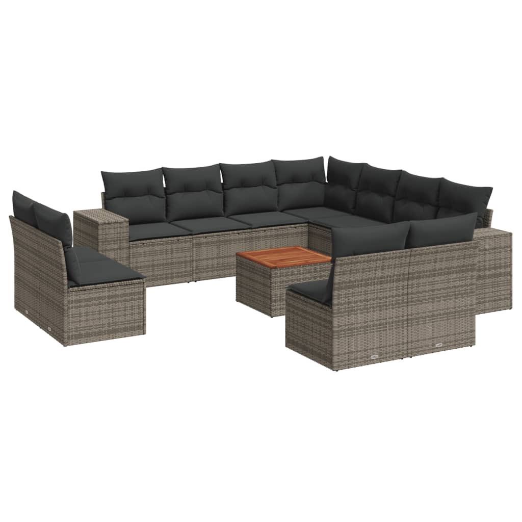 12-delige Loungeset met kussens poly rattan grijs is nu te koop bij PeponiXL, paradijselijk wonen!