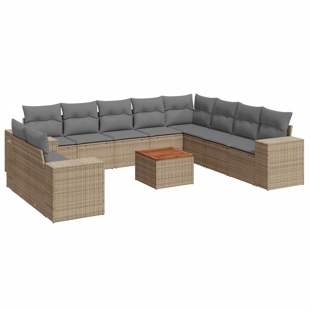 11-delige Tuinset met kussens poly rattan beige is nu te koop bij PeponiXL, paradijselijk wonen!