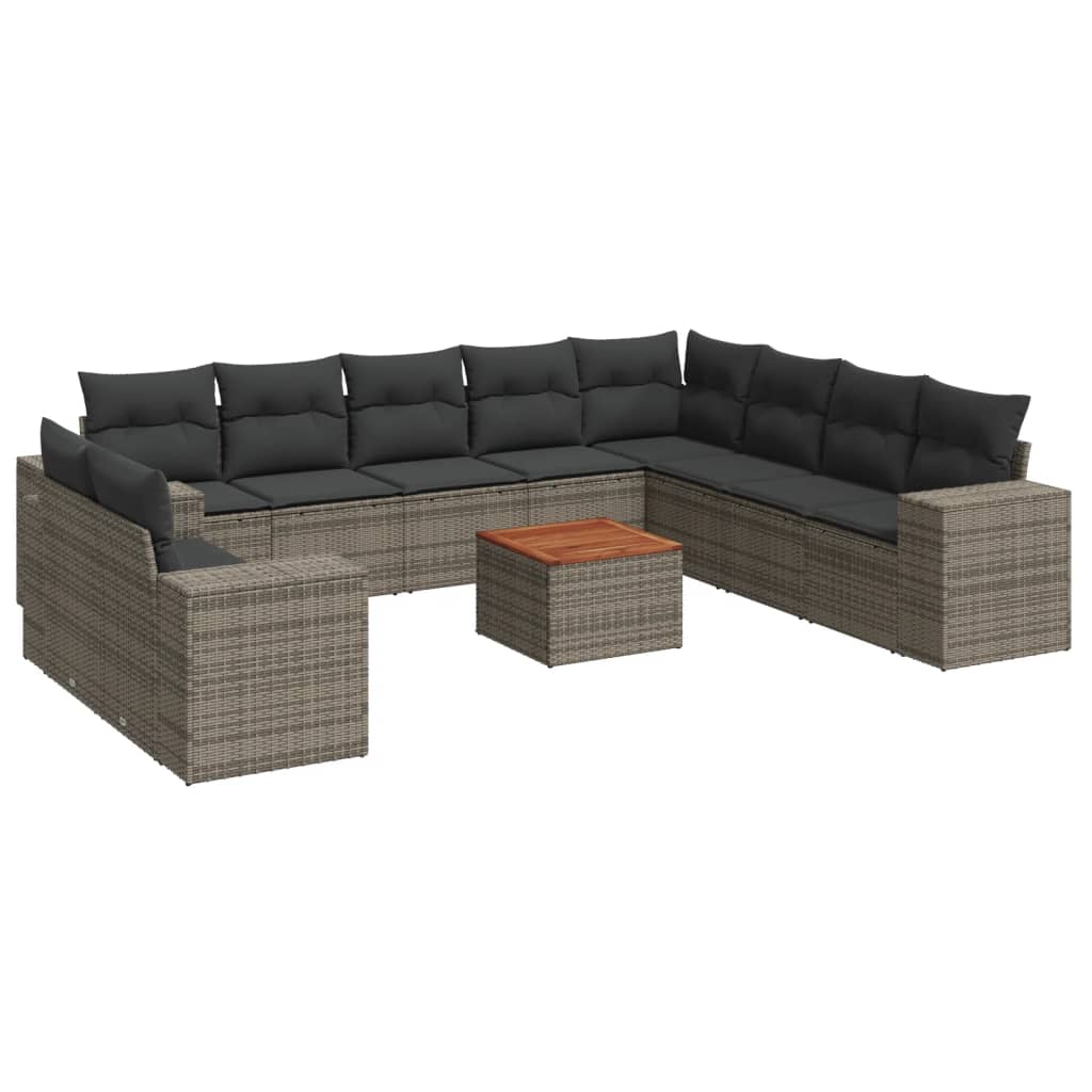 11-delige Loungeset met kussens poly rattan grijs is nu te koop bij PeponiXL, paradijselijk wonen!