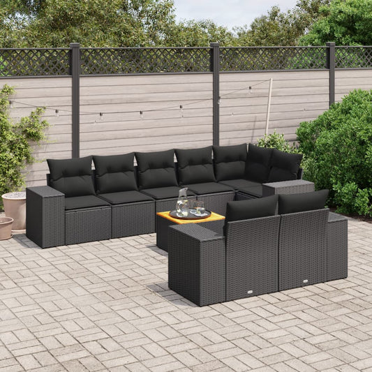 9-delige Loungeset met kussens poly rattan zwart is nu te koop bij PeponiXL, paradijselijk wonen!