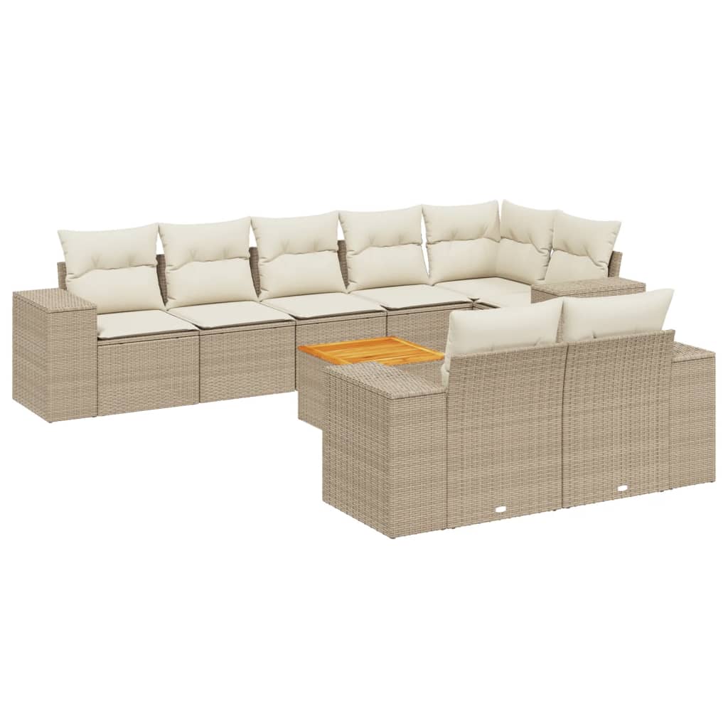 9-delige Loungeset met kussens poly rattan beige is nu te koop bij PeponiXL, paradijselijk wonen!