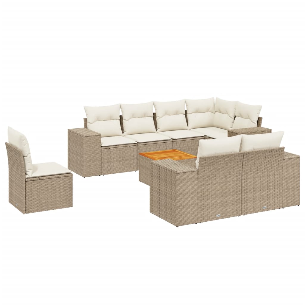 9-delige Loungeset met kussens poly rattan beige is nu te koop bij PeponiXL, paradijselijk wonen!