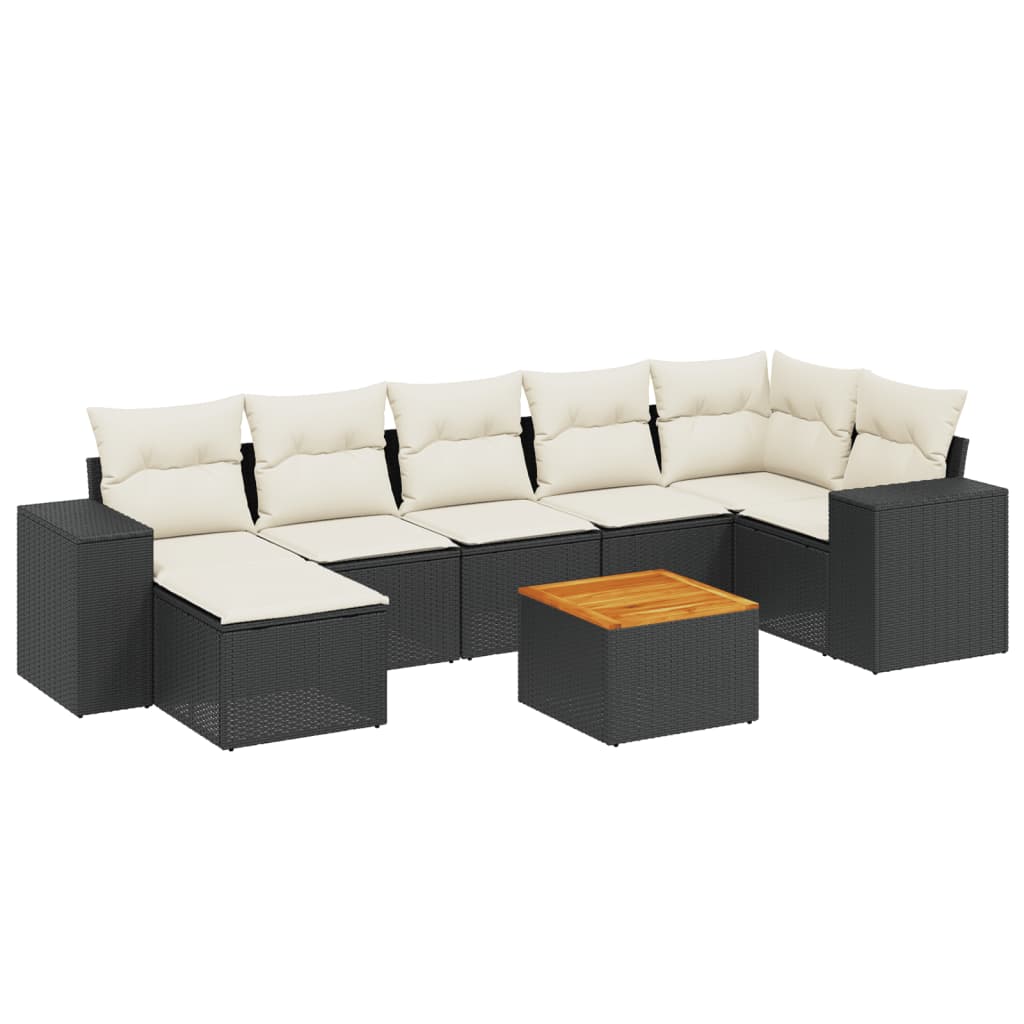 8-delige Loungeset met kussens poly rattan zwart is nu te koop bij PeponiXL, paradijselijk wonen!