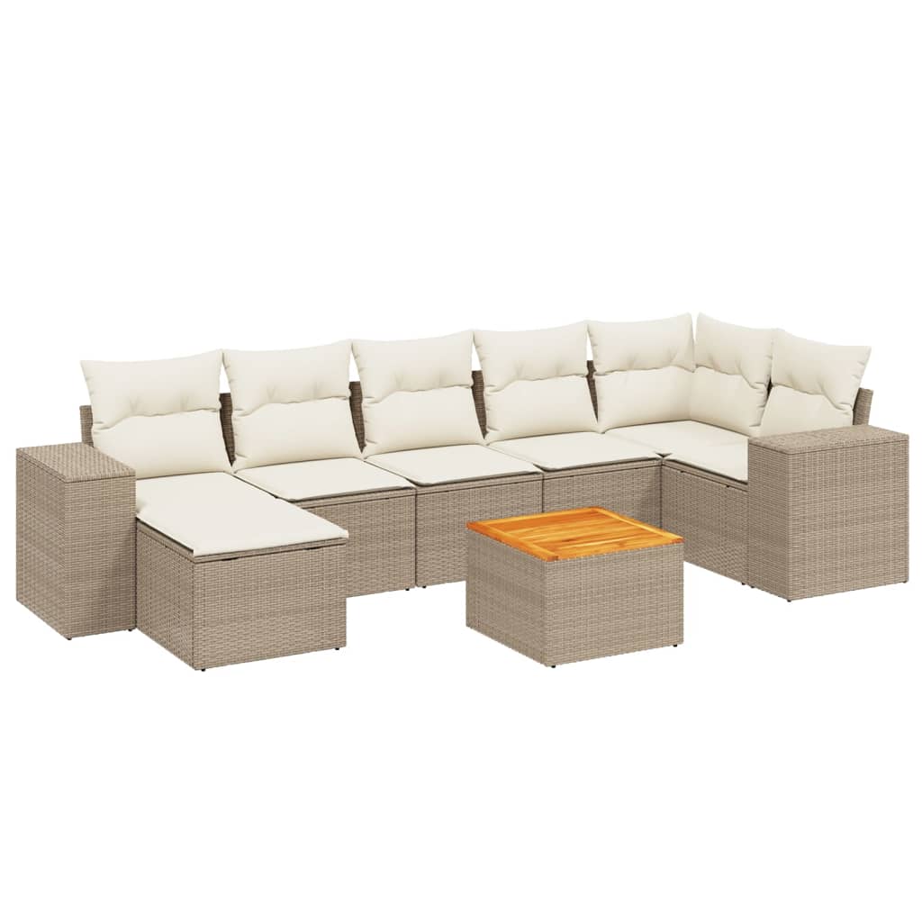8-delige Loungeset met kussens poly rattan beige is nu te koop bij PeponiXL, paradijselijk wonen!