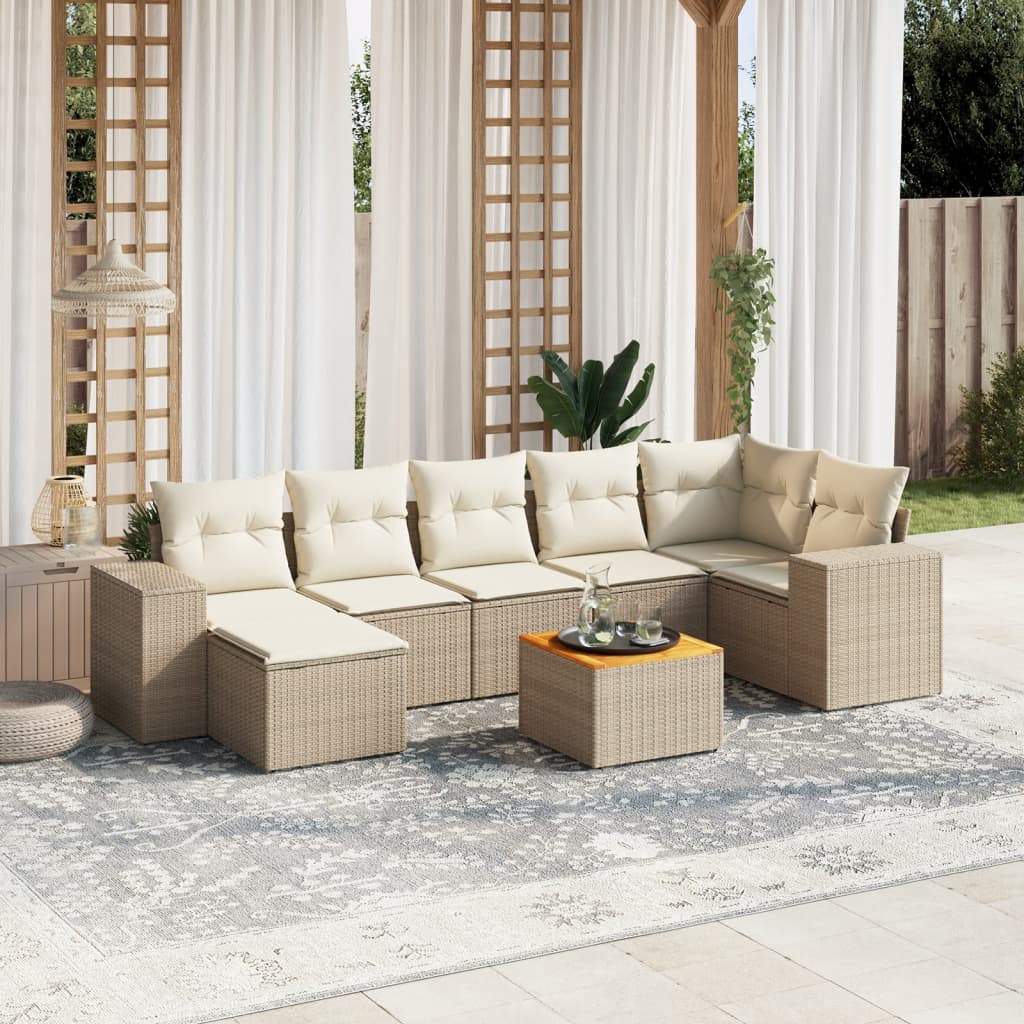 8-delige Loungeset met kussens poly rattan beige is nu te koop bij PeponiXL, paradijselijk wonen!