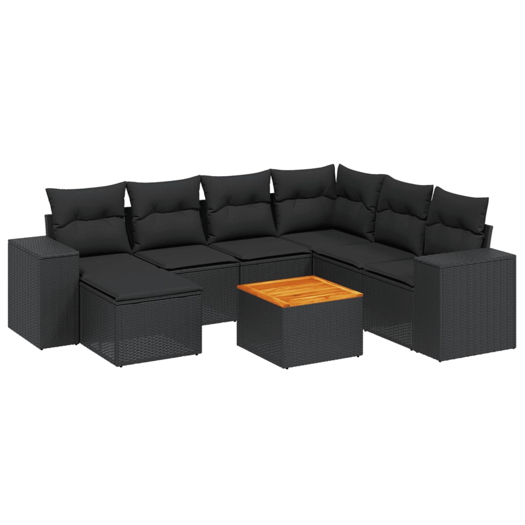 8-delige Loungeset met kussens poly rattan zwart is nu te koop bij PeponiXL, paradijselijk wonen!