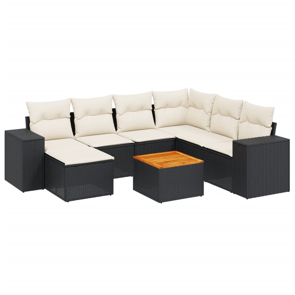 8-delige Loungeset met kussens poly rattan zwart is nu te koop bij PeponiXL, paradijselijk wonen!