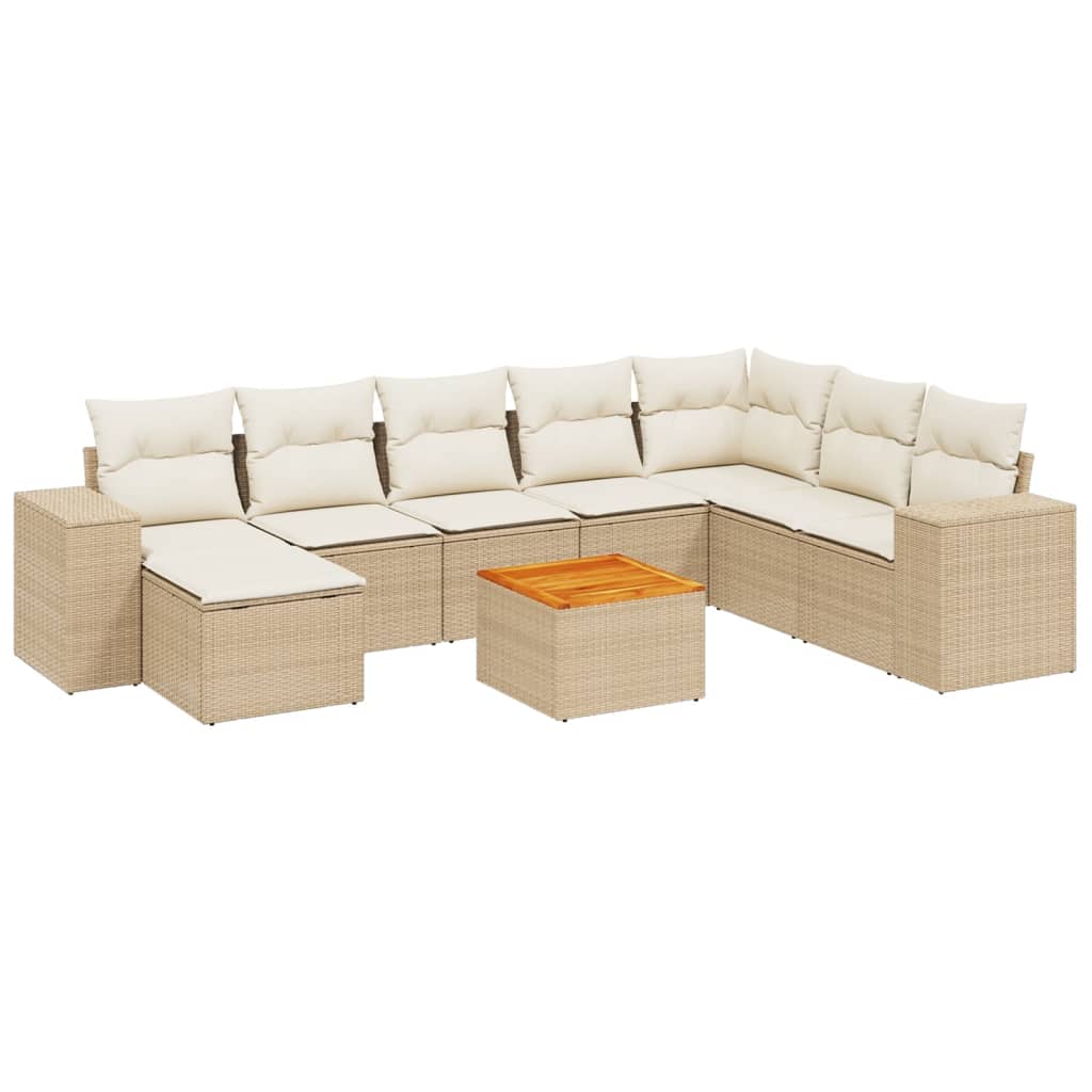 9-delige Loungeset met kussens poly rattan beige is nu te koop bij PeponiXL, paradijselijk wonen!