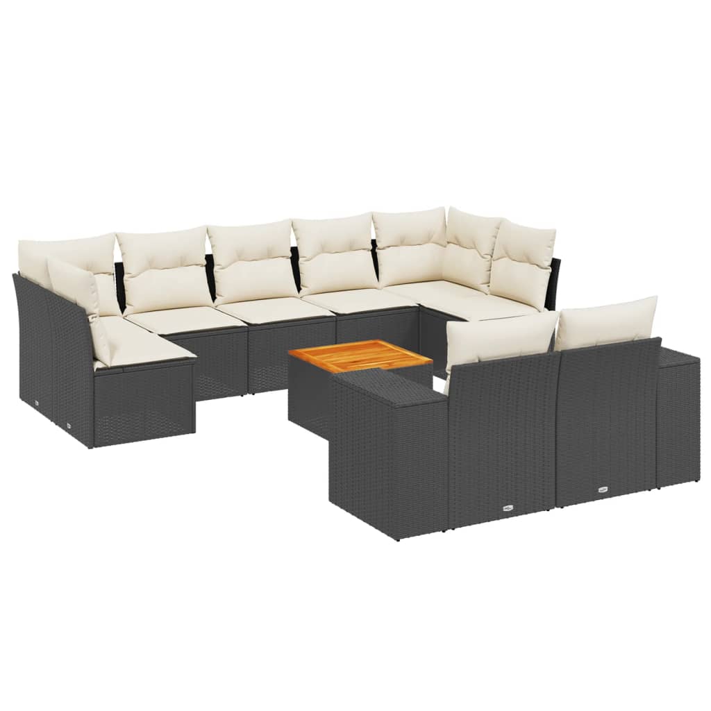 10-delige Loungeset met kussens poly rattan zwart is nu te koop bij PeponiXL, paradijselijk wonen!