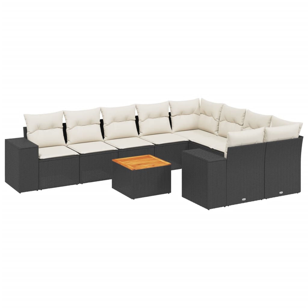 10-delige Loungeset met kussens poly rattan zwart is nu te koop bij PeponiXL, paradijselijk wonen!