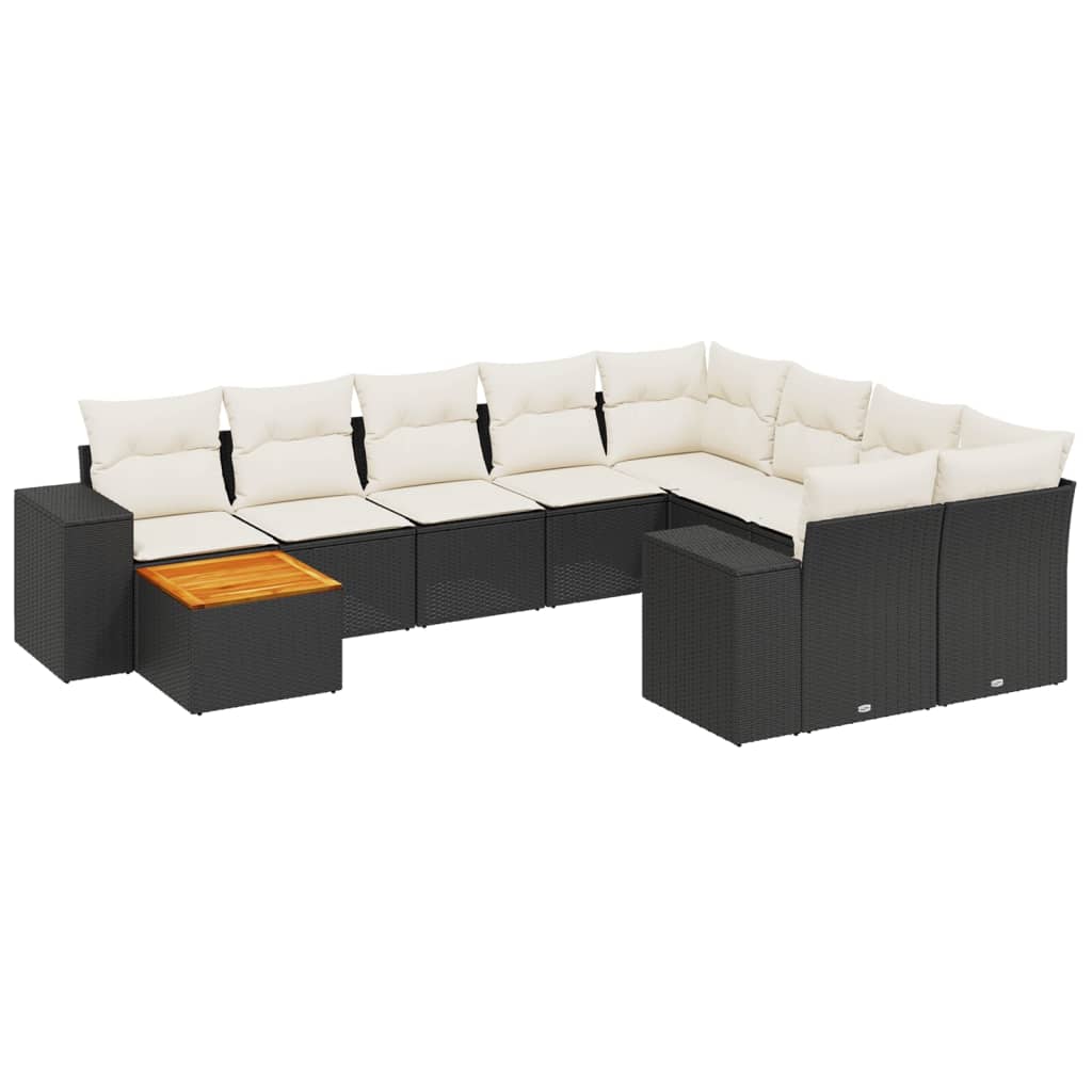 10-delige Loungeset met kussens poly rattan zwart is nu te koop bij PeponiXL, paradijselijk wonen!