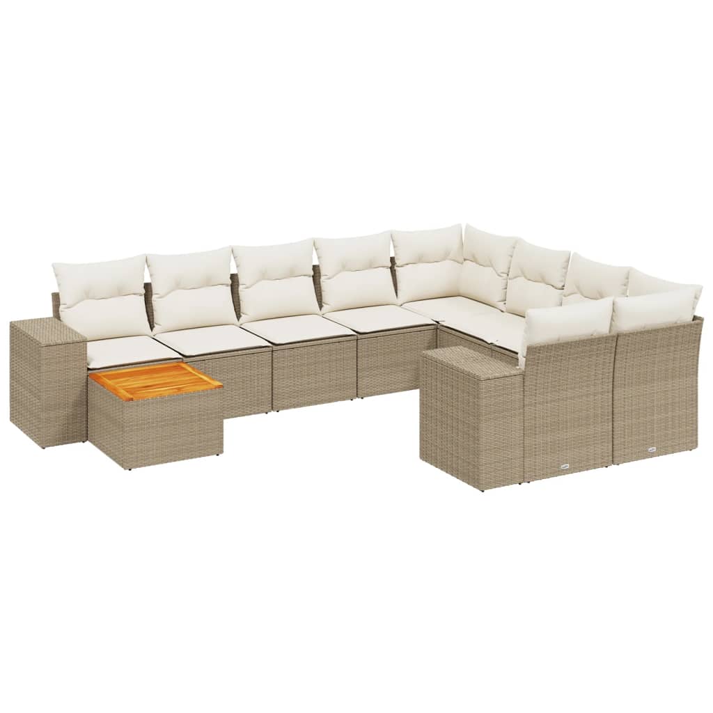 10-delige Loungeset met kussens poly rattan beige is nu te koop bij PeponiXL, paradijselijk wonen!