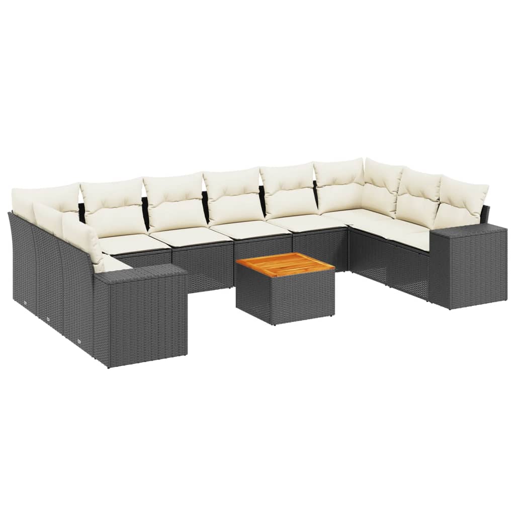 11-delige Loungeset met kussens poly rattan zwart is nu te koop bij PeponiXL, paradijselijk wonen!