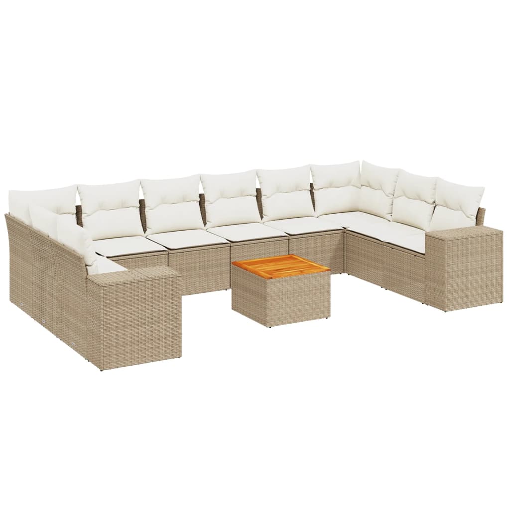 11-delige Tuinset met kussens poly rattan beige is nu te koop bij PeponiXL, paradijselijk wonen!