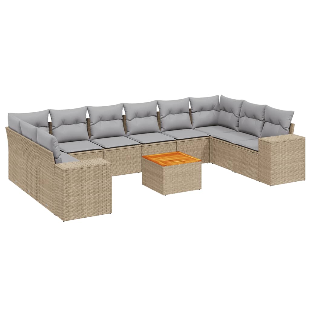 11-delige Tuinset met kussens poly rattan beige is nu te koop bij PeponiXL, paradijselijk wonen!