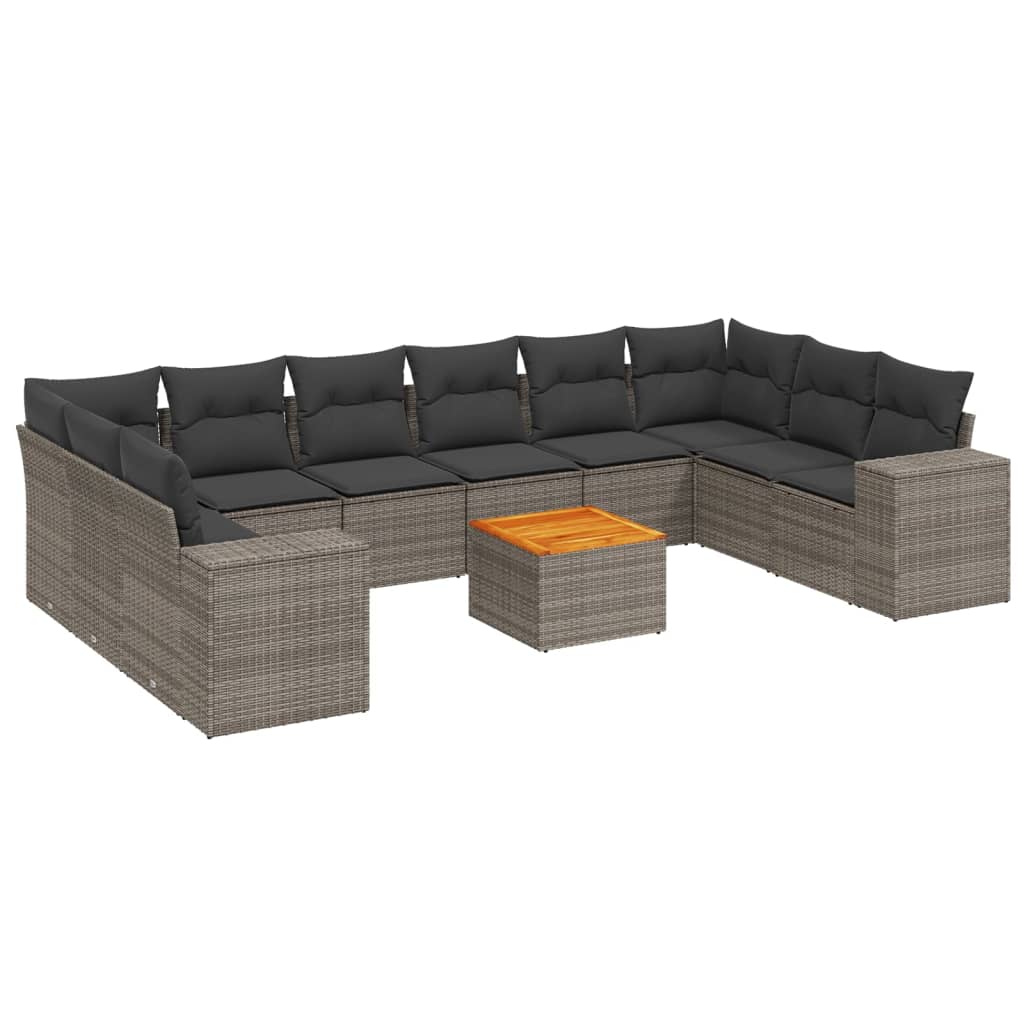 11-delige Loungeset met kussens poly rattan grijs is nu te koop bij PeponiXL, paradijselijk wonen!
