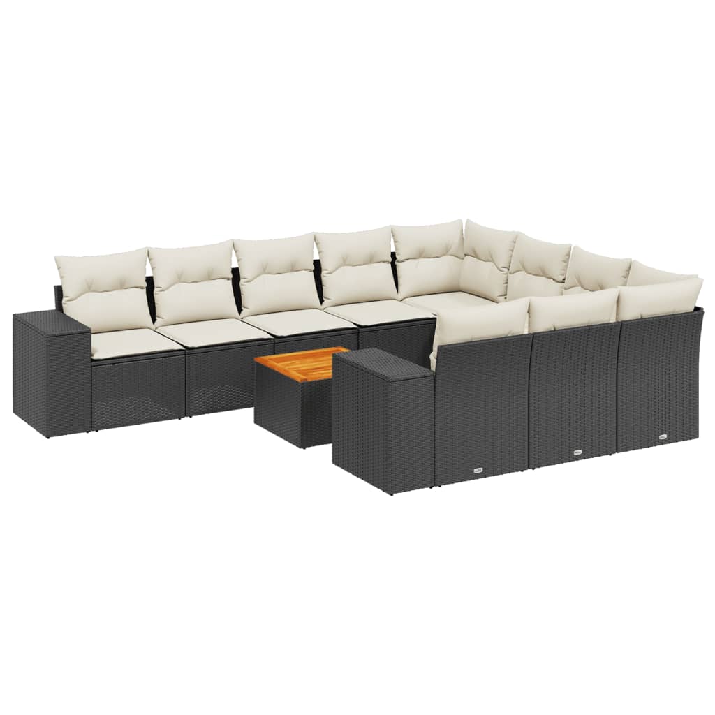 11-delige Loungeset met kussens poly rattan zwart is nu te koop bij PeponiXL, paradijselijk wonen!
