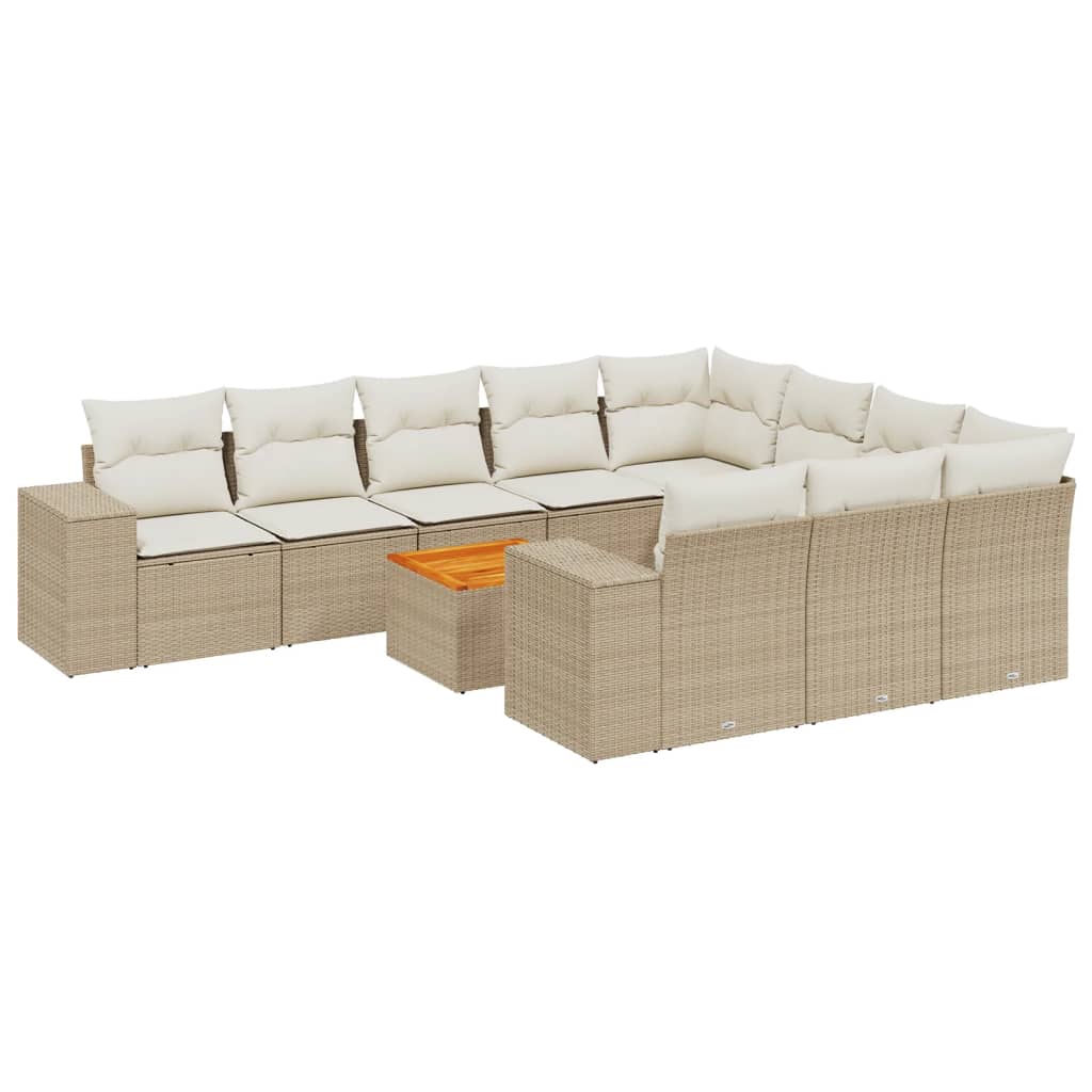 11-delige Tuinset met kussens poly rattan beige is nu te koop bij PeponiXL, paradijselijk wonen!