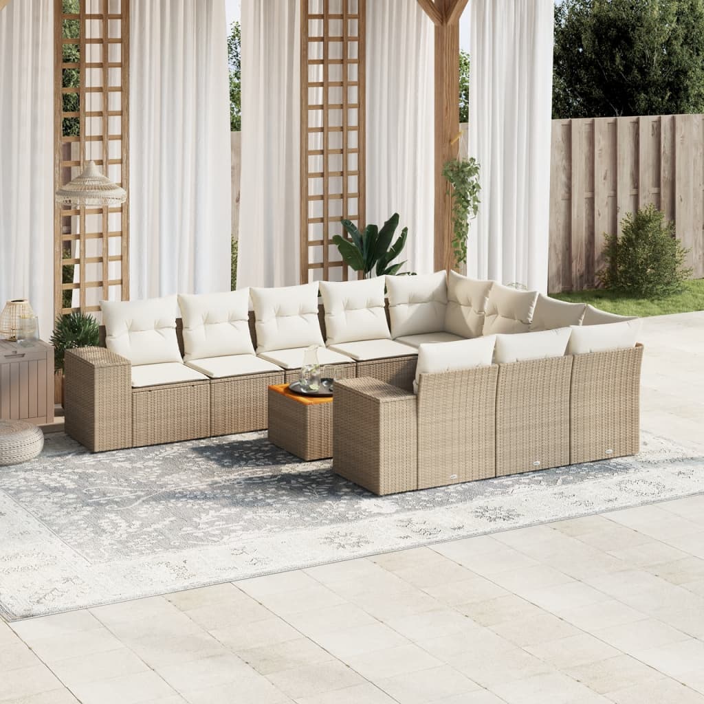 11-delige Tuinset met kussens poly rattan beige is nu te koop bij PeponiXL, paradijselijk wonen!
