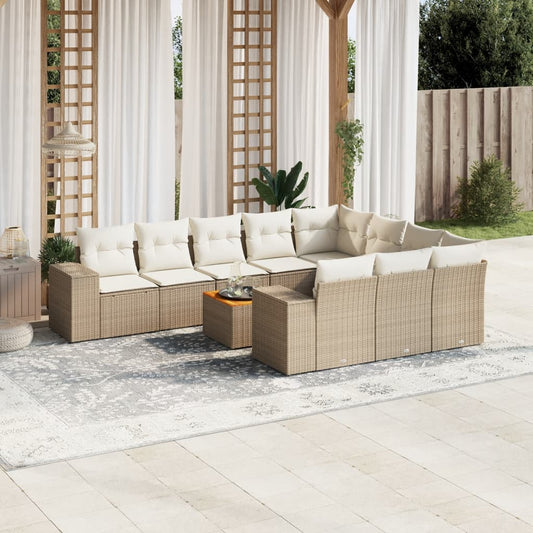 11-delige Tuinset met kussens poly rattan beige is nu te koop bij PeponiXL, paradijselijk wonen!
