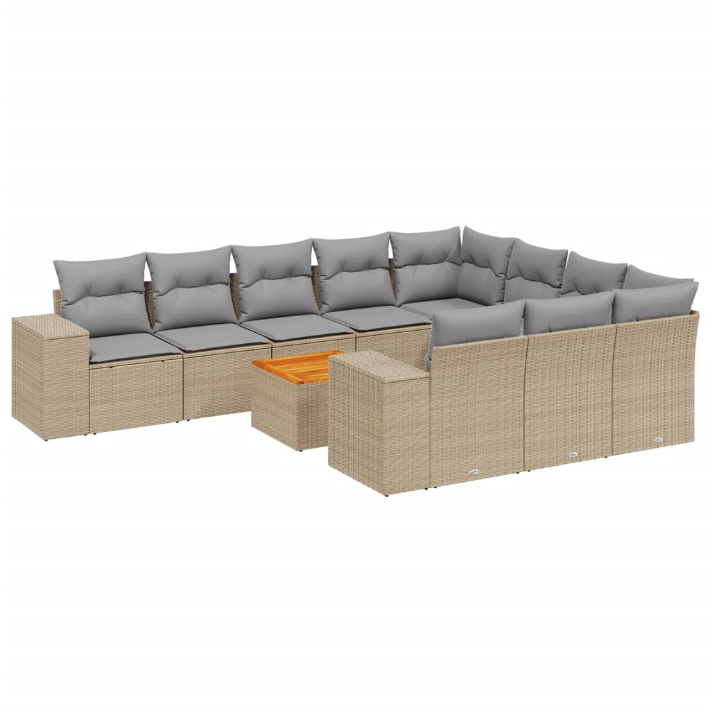 11-delige Tuinset met kussens poly rattan beige is nu te koop bij PeponiXL, paradijselijk wonen!