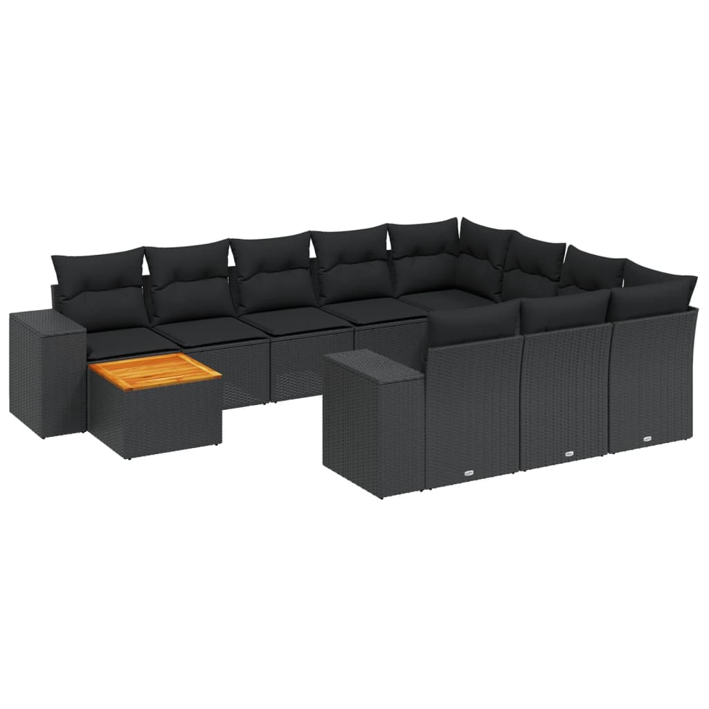 11-delige Loungeset met kussens poly rattan zwart is nu te koop bij PeponiXL, paradijselijk wonen!