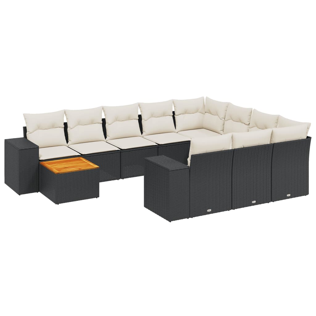 11-delige Loungeset met kussens poly rattan zwart is nu te koop bij PeponiXL, paradijselijk wonen!