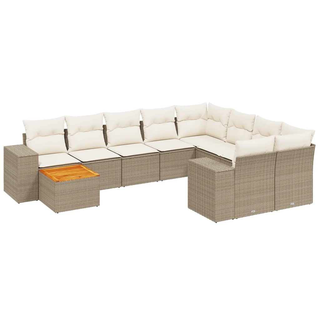 11-delige Tuinset met kussens poly rattan beige is nu te koop bij PeponiXL, paradijselijk wonen!