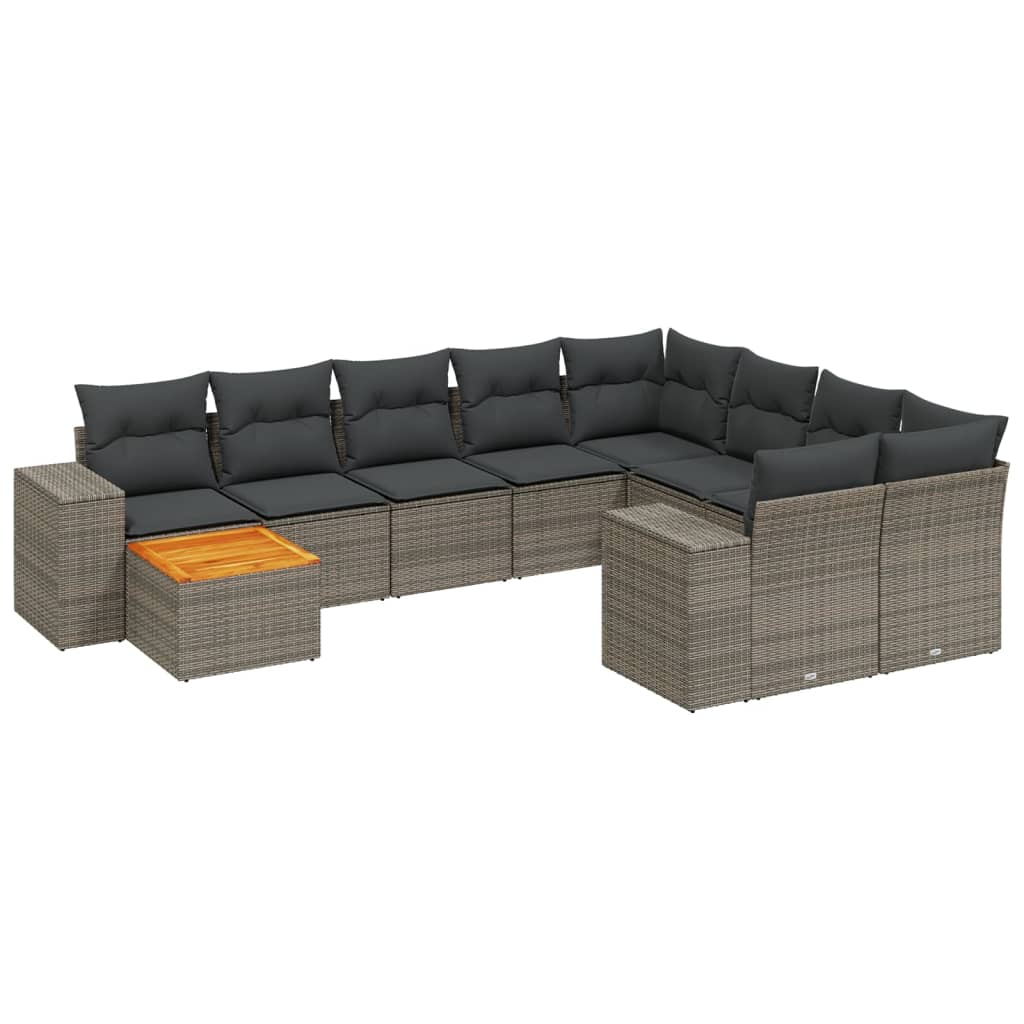 11-delige Loungeset met kussens poly rattan grijs is nu te koop bij PeponiXL, paradijselijk wonen!