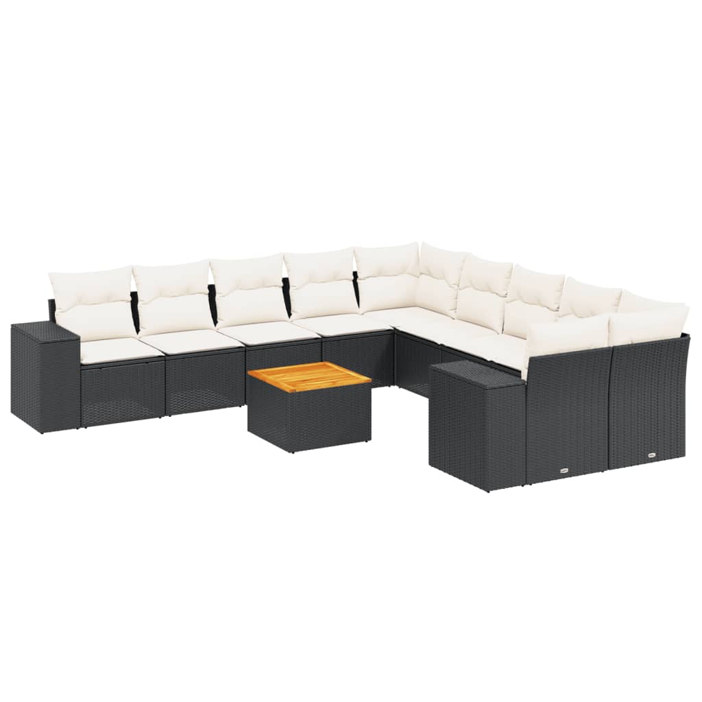 11-delige Loungeset met kussens poly rattan zwart is nu te koop bij PeponiXL, paradijselijk wonen!